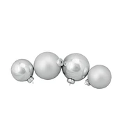Northlight 72ct Silver Shiny and Matte Christmas Glass Ball Ornaments 3.25-4"