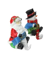 Northlight Set of 2 Santa and Snowman Glittered Christmas Stocking Holders 6.25"