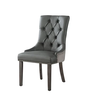 Inspired Home Alberto Tufted Dining Chair with Nailhead and Ring Handle Set of 2