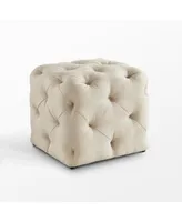 Inspired Home Angel Upholstered Tufted Allover Cube Ottoman