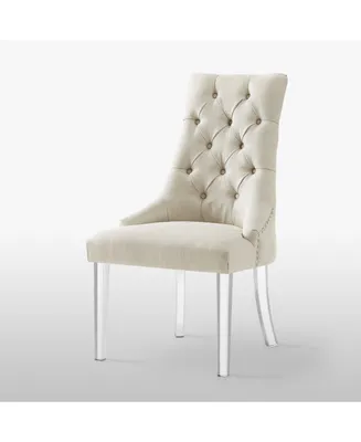 Inspired Home Marilyn Button Tufted Dining Chair with Acrylic Legs Set of 2