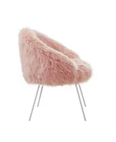 Inspired Home Ana Faux Fur Accent Chair with Metal Legs