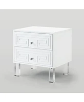 Inspired Home Aristotle 2-Drawer Lacquer Lucite Leg Nightstand