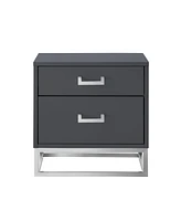 Nicole Miller Emiliana 2-Drawer High Gloss Nightstand with Metal Base
