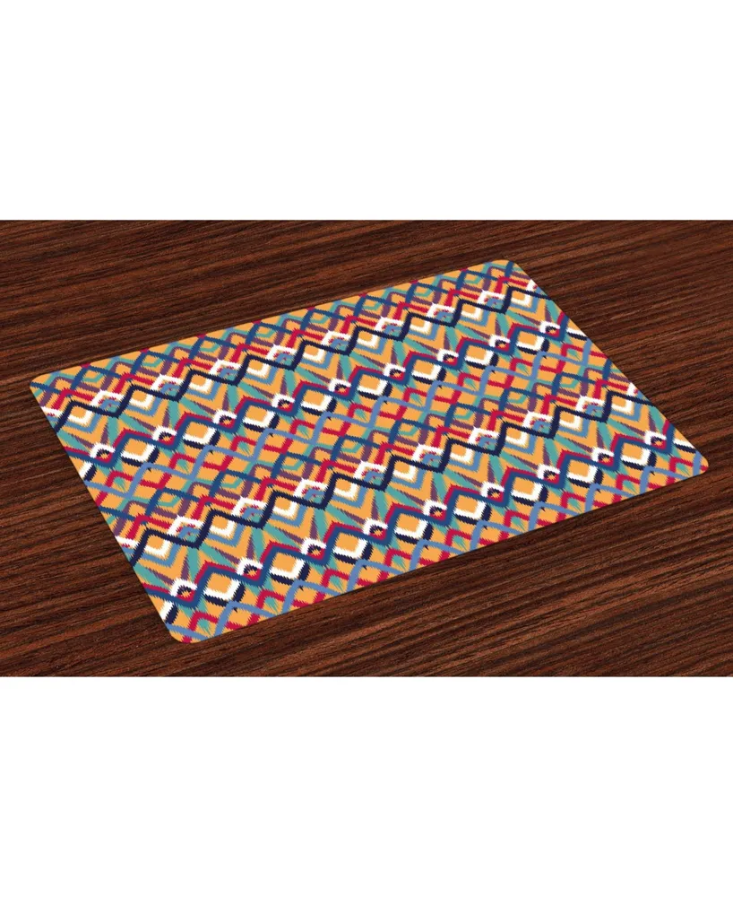 Ambesonne Ikat Place Mats, Set of 4