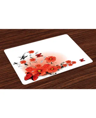 Ambesonne Poppy Place Mats, Set of 4