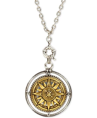 Patricia Nash Two-Tone Compass 30" Long Pendant Necklace