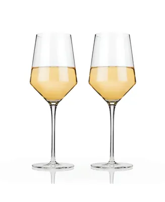 Viski Raye Angled Crystal Chardonnay Wine Glasses, Set of 2, 13 Oz