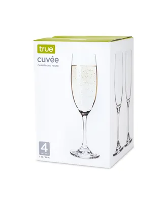 True Brands Cuvee Champagne Flutes, Set of 4