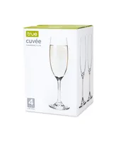 True Brands Cuvee Champagne Flutes, Set of 4