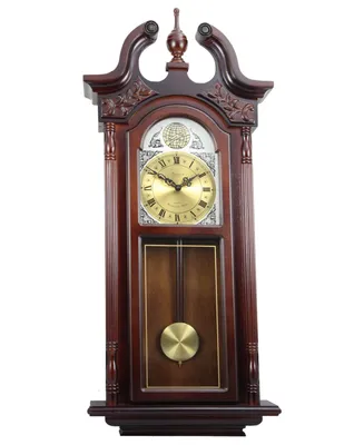 Bedford Clock Collection 38" Grand Antique Chiming Wall Clock with Roman Numerals