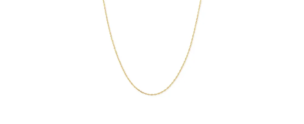 14k Yellow Gold Necklace, 16" Light Rope Chain (1mm)