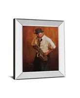 Classy Art Sax Player Mirror Framed Print Wall Art, 22" x 26"