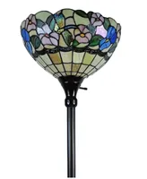 Amora Lighting Tiffany Style Hummingbirds Floral Torchiere Floor Lamp