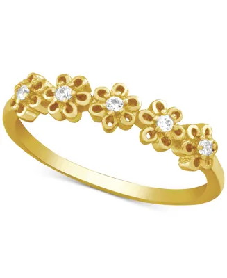 And Now This Cubic Zirconia Flower Ring in Gold-Plate