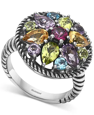 Effy Multi-Gemstone Flower Statement Ring (3-1/2 ct. t.w.) in Sterling Silver