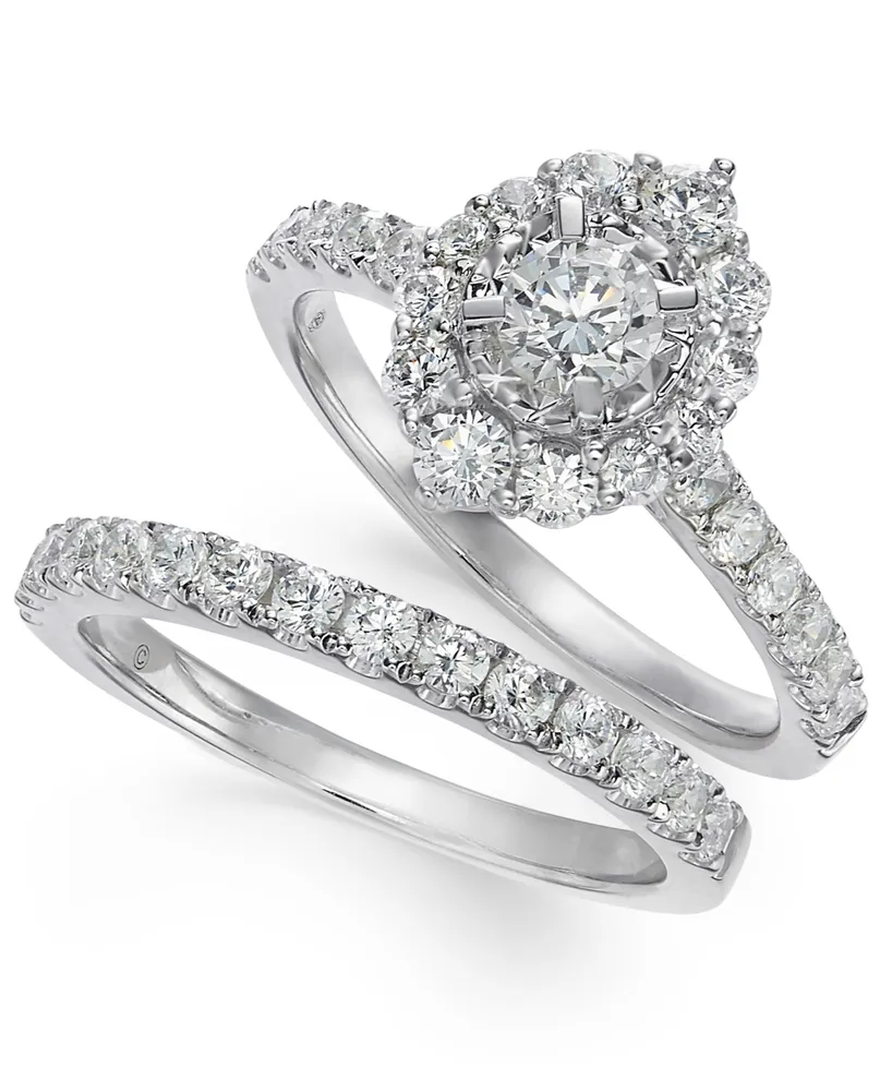 Diamond Halo Bridal Set (1-1/3 ct. t.w.) in 14k White Gold