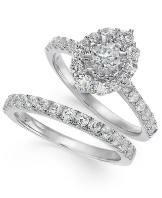 Diamond Halo Bridal Set (1-1/3 ct. t.w.) in 14k White Gold