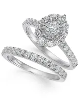 Diamond Halo Bridal Set (1-1/3 ct. t.w.) in 14k White Gold