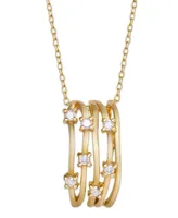 Diamond 1/4 ct. t.w. Multi Row Pendant Necklace in 14K Gold over Sterling Silver