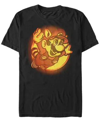 Nintendo Men's Super Mario Flying Raccoon Carved Pumpkin Short Sleeve T-Shirt