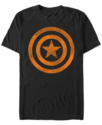 Marvel Men's Captain America Distressed Orange Shield Logo Short Sleeve T-Shirt