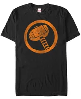 Marvel Men's Thor Distressed Orange Hammer Logo Short Sleeve T-Shirt