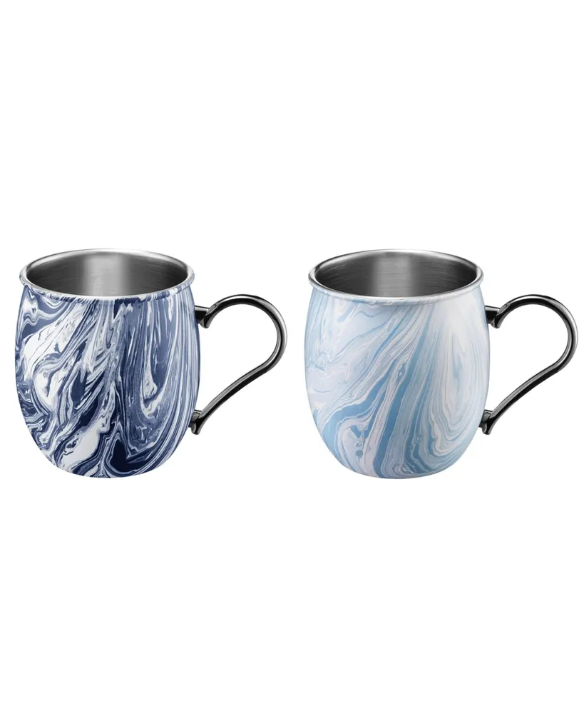 Thirstystone by Cambridge 20oz Navy and Light Blue Swirl Moscow Mule Mugs - Set of 2