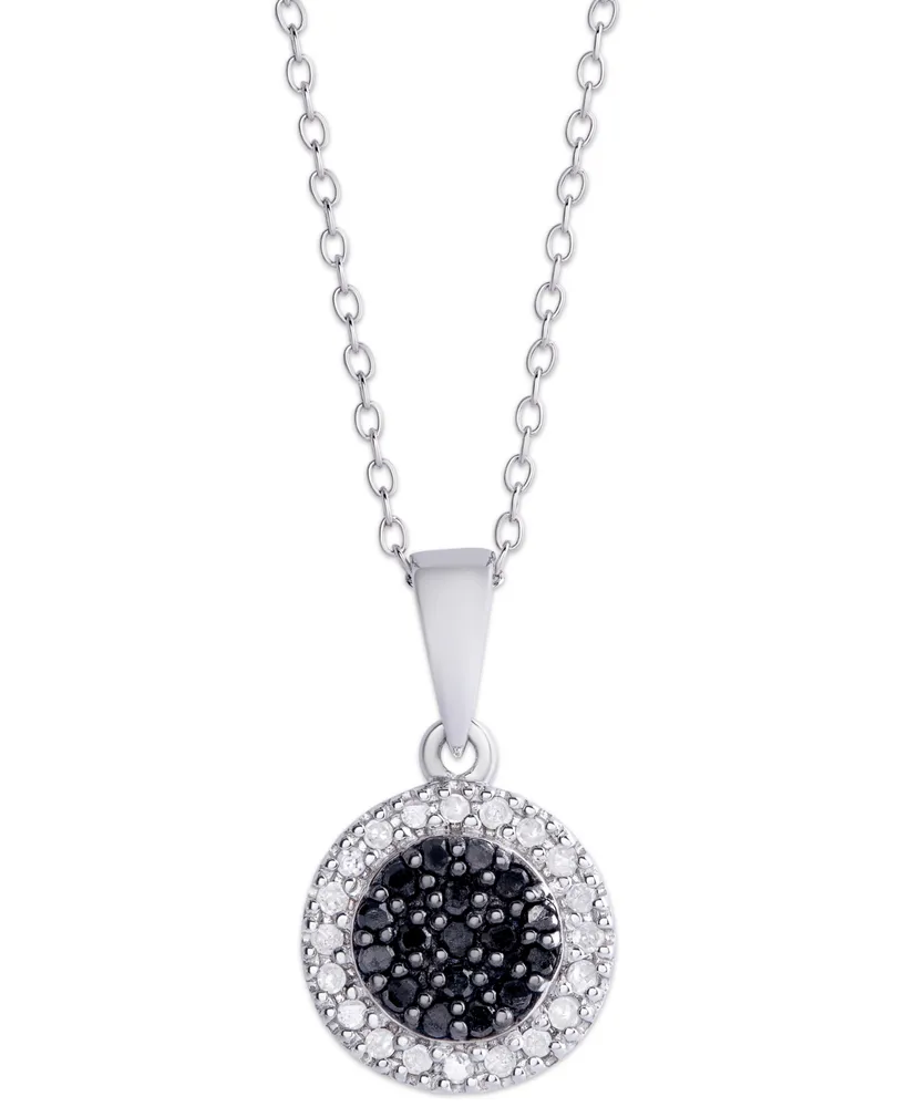 Black and White Diamond 1/4 ct. t.w. Round Pendant Necklace in Sterling Silver