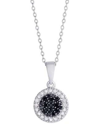 Black and White Diamond 1/4 ct. t.w. Round Pendant Necklace in Sterling Silver