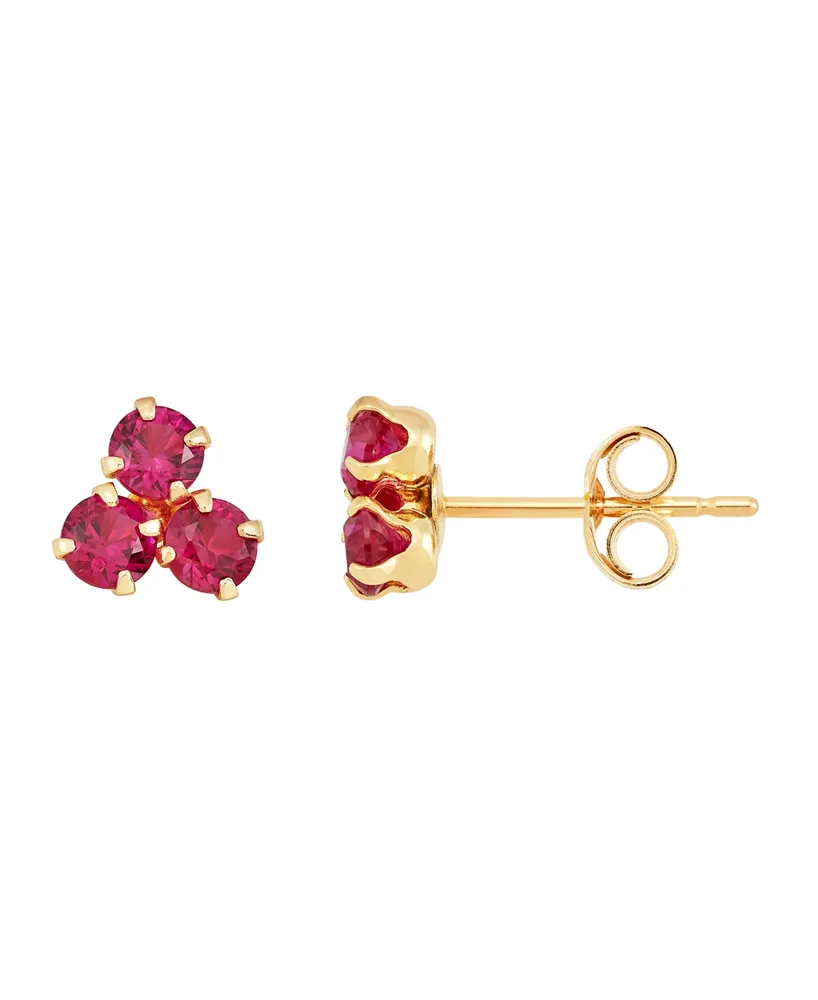 Ruby (3/4 ct. t.w.) Button Stud in 10k Yellow Gold