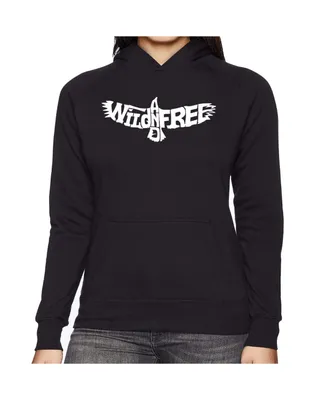 La Pop Art Women's Word Hooded Sweatshirt -Wild And Free Eagle