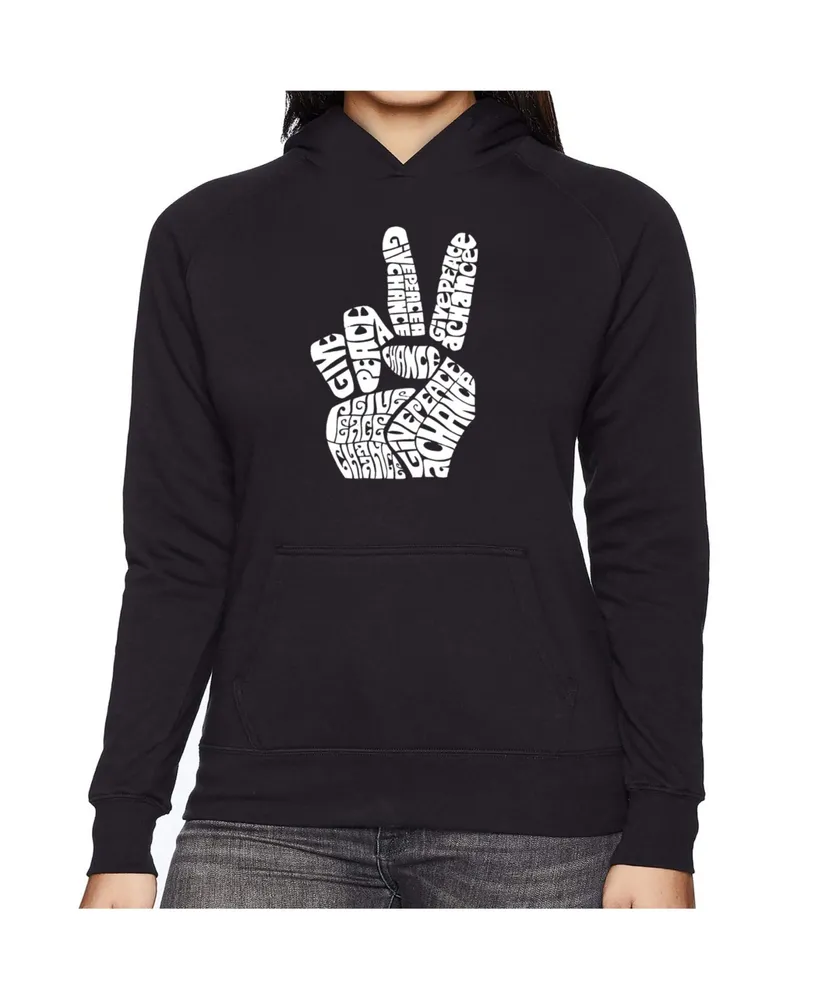 La Pop Art Women's Word Hooded Sweatshirt -Peace Fingers