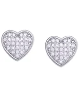 Diamond 1/4 ct. t.w. Pave Heart Stud Earrings in Sterling Silver