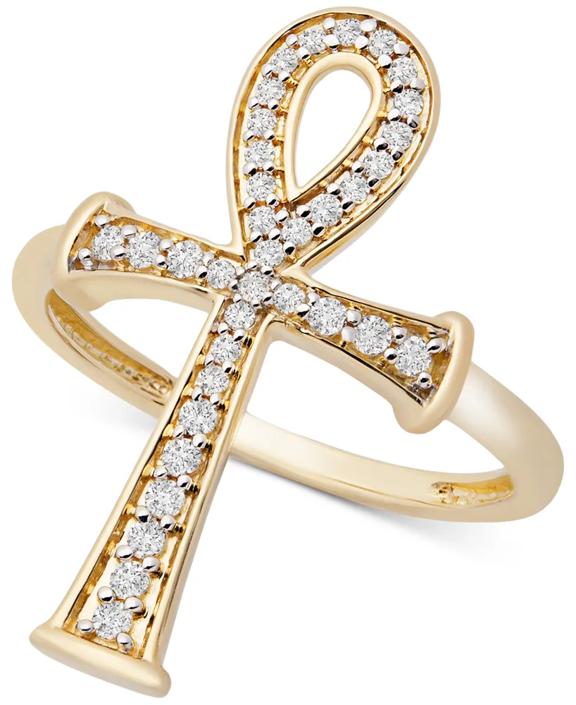 Ankh Ring - Egyptian Cross and Eye of Horus - Silver and Gold |  MasonArtStore