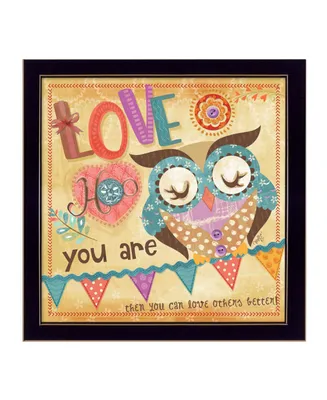 Trendy Decor 4U Owl By Mollie B., Printed Wall Art, Ready to hang, Black Frame, 14" x 14"