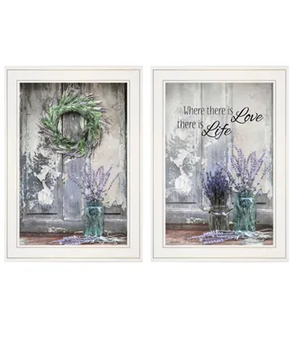 Trendy Decor 4U Where There is Love 2-Piece Vignette by Lori Deiter, White Frame, 15" x 21"