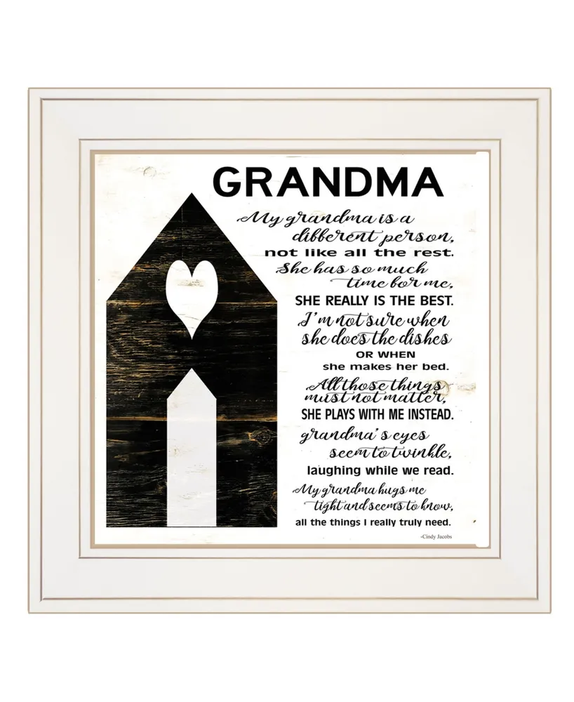 Trendy Decor 4U My Grandma by Cindy Jacobs, Ready to hang Framed Print, White Frame, 15" x 15"