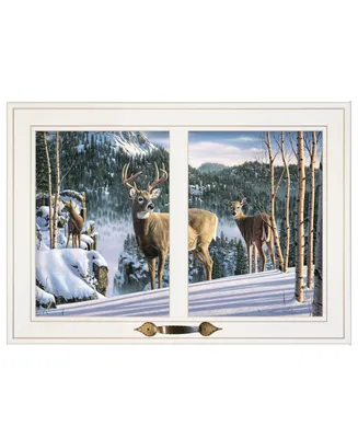 Trendy Decor 4U Morning View Deer by Kim Norlien, Ready to hang Framed Print, Window-Style Frame