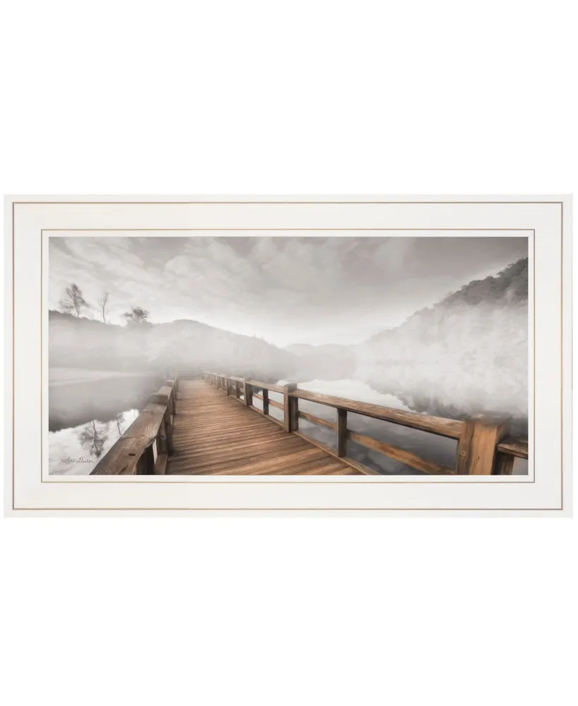 Trendy Decor 4U Lake Cherokee Dock I by Lori Deiter, Ready to hang Framed Print, White Frame, 21" x 12"