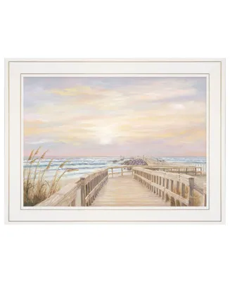 Trendy Decor 4U Ponce Inlet Jetty Sunrise by Georgia Janisse, Ready to hang Framed Print, White Frame, 21" x 15"