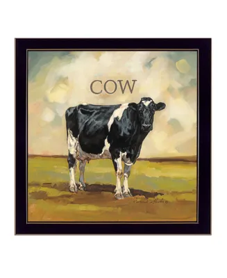 Trendy Decor 4U Colby the Cow by Bonnie Mohr, Ready to hang Framed Print, Black Frame, 14" x 14"
