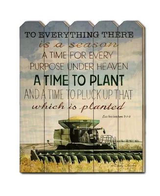 Trendy Decor 4U Time to Plant by Cindy Jacobs, Printed Wall Art on a Wood Picket Fence, 16" x 20"