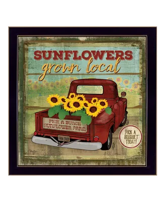 Trendy Decor 4U Sunflowers From the Farm By Mollie B., Printed Wall Art, Ready to hang, Black Frame, 14" x 14"