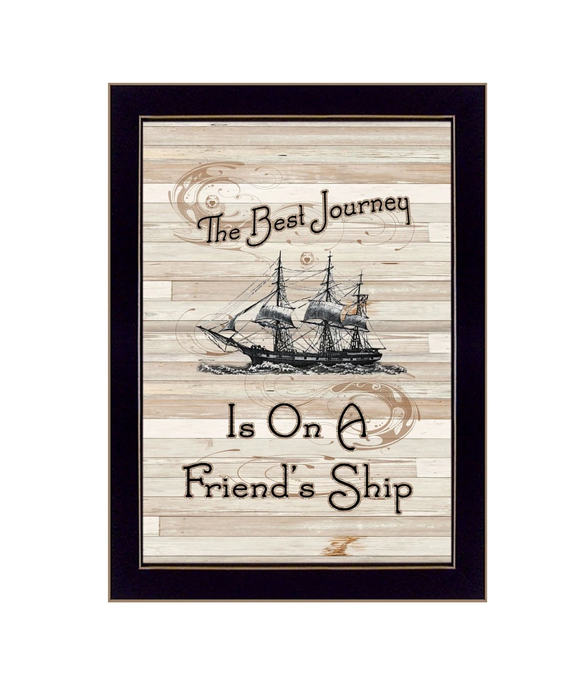 Trendy Decor 4U Friendship Journey by Millwork Engineering, Ready to hang Framed Print, Black Frame, 10" x 14"