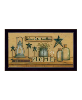 Trendy Decor 4U Welcome to Our Farm House By Mary June, Printed Wall Art, Ready to hang, Black Frame, 20" x 11"