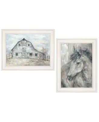 Trendy Decor 4U True Spirit Horses 2-Piece Vignette by Debi Coules, Frame