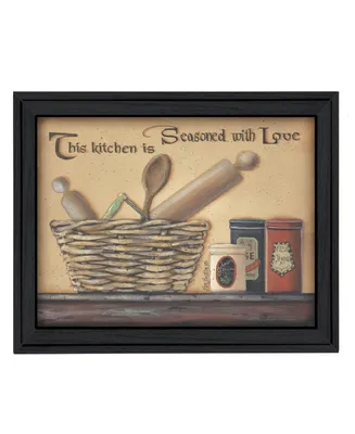 Trendy Decor 4U Seasoned with Love By Pam Britton, Printed Wall Art, Ready to hang, Black Frame, 19" x 15"