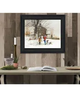 Trendy Decor 4U The Joy of Snow By John Rossini, Printed Wall Art, Ready to hang, Black Frame, 18" x 14"