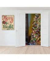Trendy Decor 4U Merry Bright by Cindy Jacobs, Printed Wall Art on a Wood Picket Fence, 16" x 20"